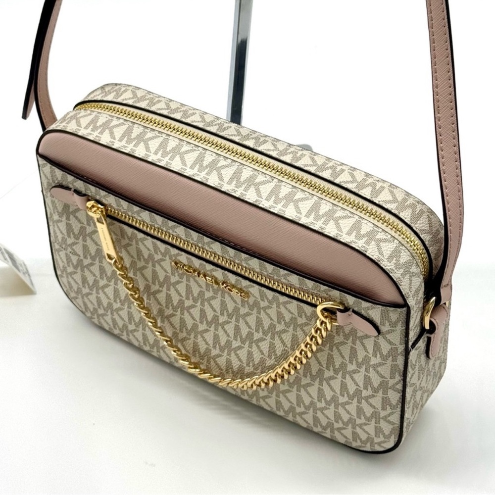 Michael Kors Large EW Zip Chain Xbody Crossbody Bag Powder Blush Multi - Picture 6 of 9